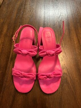 NWOT J. Crew Factory  Hot Pink Knotted Double-Strap Slingback Sandals